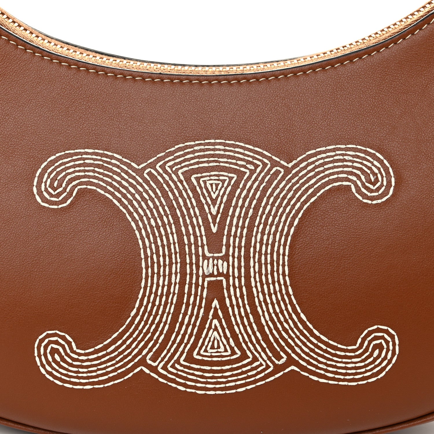 Celine Smooth Calfskin Triomphe Embroidered Ava Shoulder Bag Tan 8 of 10
