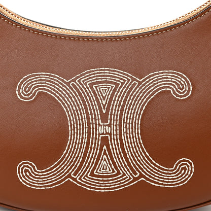 Celine Smooth Calfskin Triomphe Embroidered Ava Shoulder Bag Tan 8 of 10