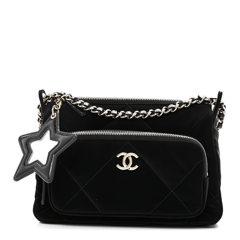 Chanel Velvet Effect Nylon Shiny Crumpled Calfskin Quilted Chanel 25 ...