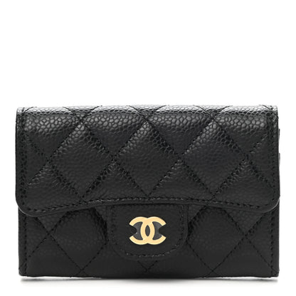 Chanel Caviar Quilted Flap Card Holder Wallet Black 1 of 8