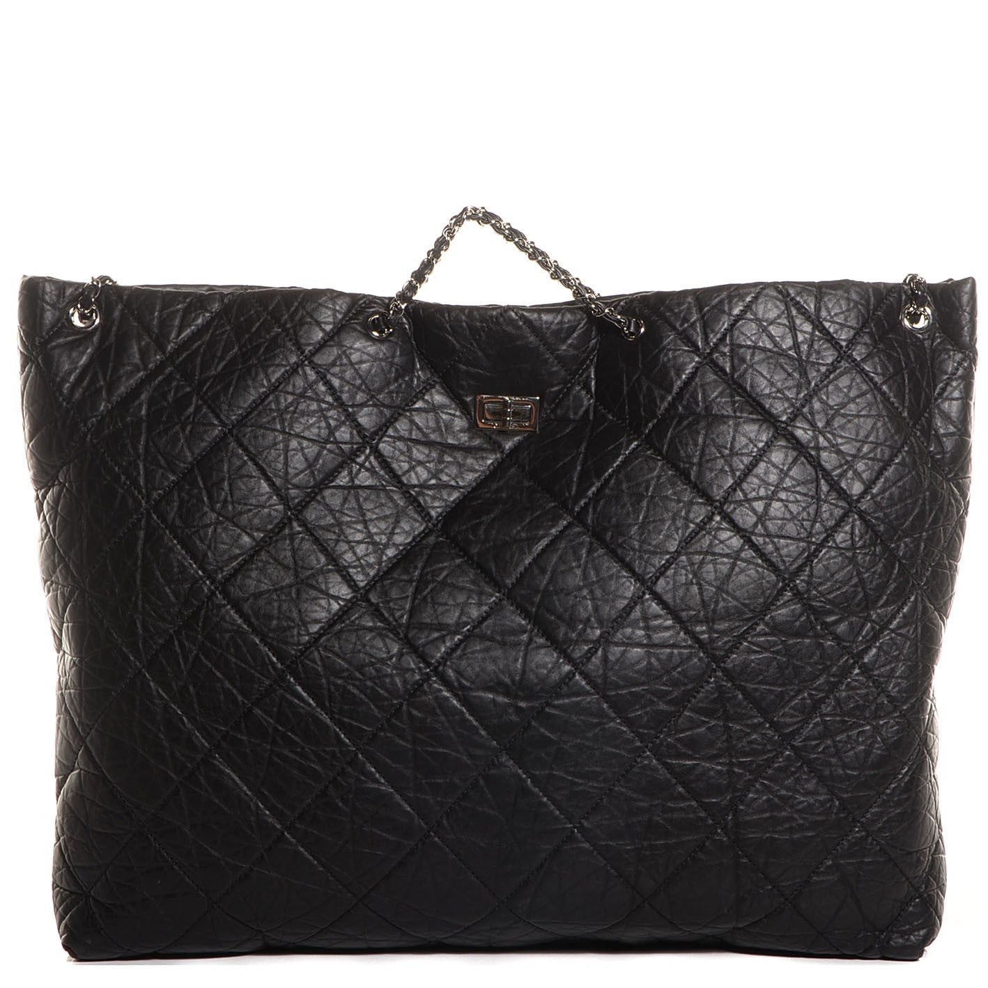 Chanel Aged Calfskin Oversized Reissue Drawstring Tote Black 1 of 7