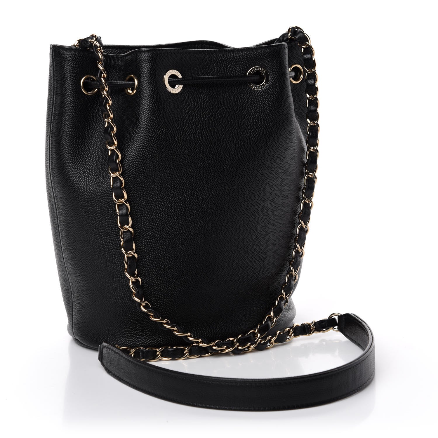 Chanel Caviar Deauville Drawstring Bucket Bag Black 3 of 10