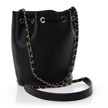 Chanel Caviar Deauville Drawstring Bucket Bag Black 3 of 10
