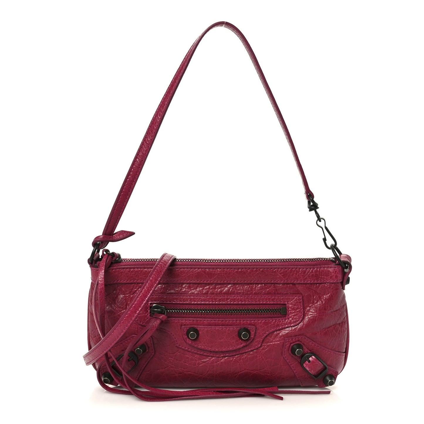 Agneau Arena Classic Hardware Le City Pouch On Strap Framboise