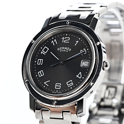 Hermes Stainless Steel 36mm Clipper Quartz Watch Grey 9 of 11