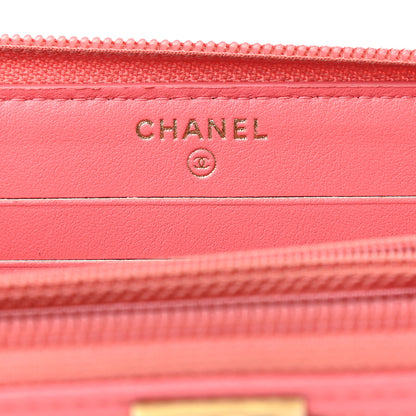 Chanel Caviar Quilted Small Boy Zip Around Wallet Pink 6 of 8