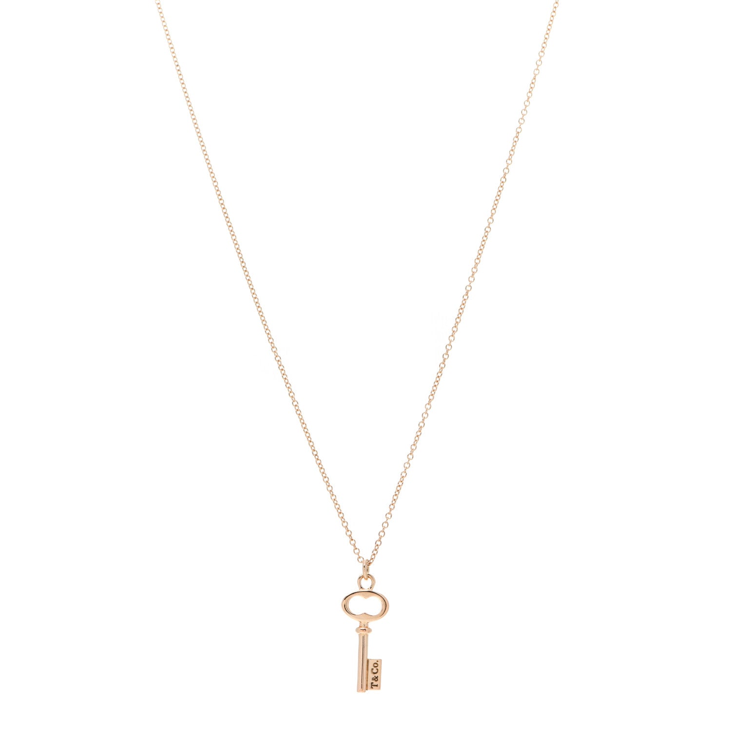 Tiffany 18K Rose Gold Mini Key Pendant Necklace 1 of 6