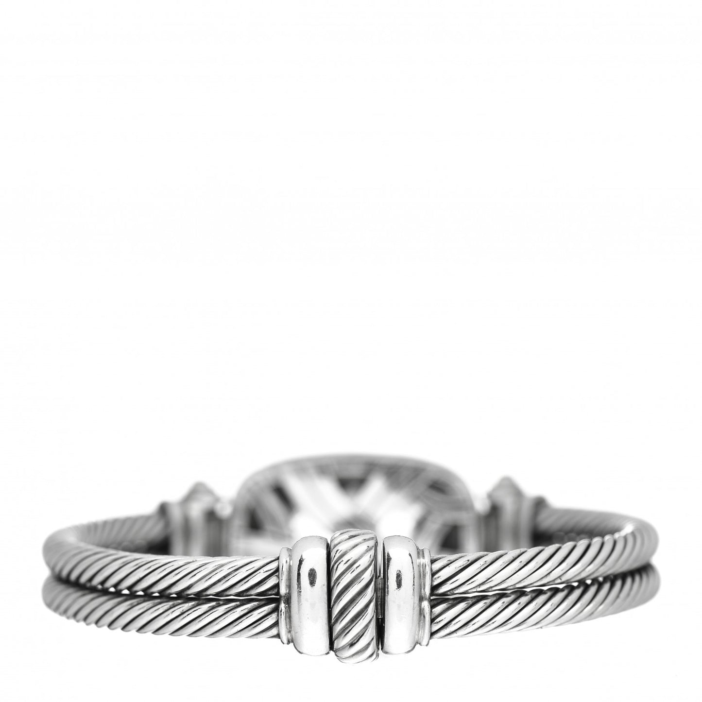 Sterling Silver Diamond Amethyst Elongated Albion Cable Bracelet
