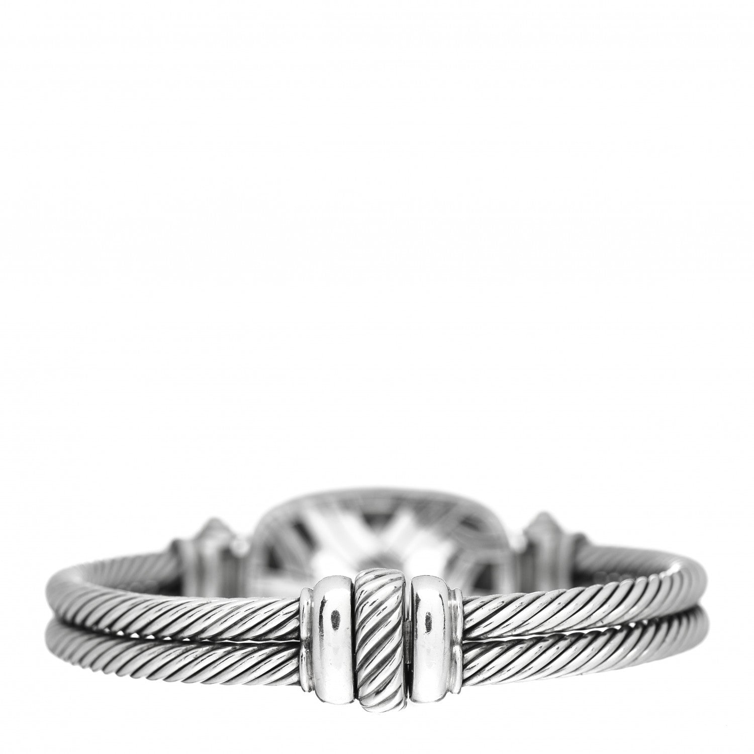 David Yurman Sterling Silver Diamond Amethyst Elongated Albion Cable Bracelet 3 of 4