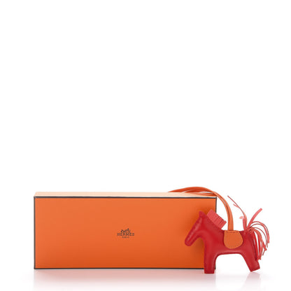 Hermes Milo Lambskin Grigri Rodeo Horse Bag Charm PM Rouge Rose Indien Jaipur Feu 4 of 4