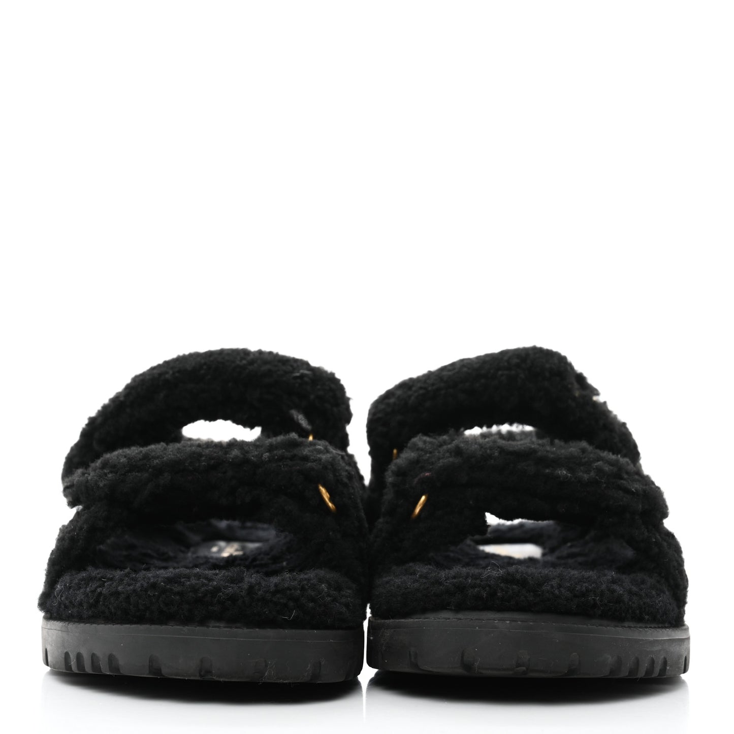 Shearling Dioract 10mm Sandals 38 Black