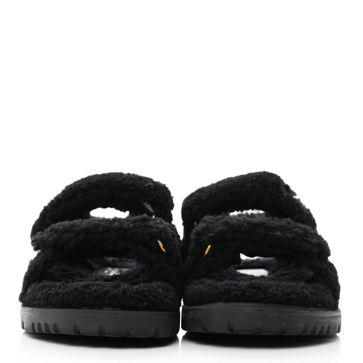 Christian Dior Shearling Dioract 10mm Sandals 38 Black 2 of 8