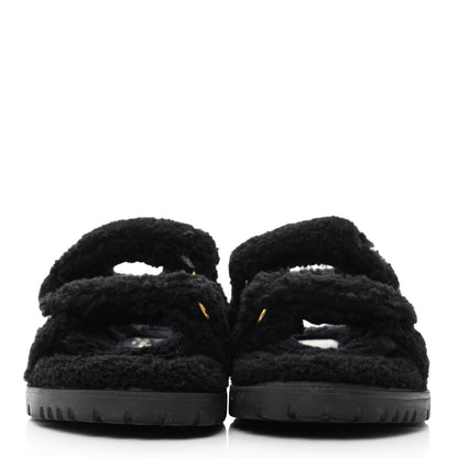 Christian Dior Shearling Dioract 10mm Sandals 38 Black 2 of 8