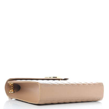 Saint Laurent Grain De Poudre Mixed Matelasse Large Triquilt Monogram Satchel Cork 4 of 11