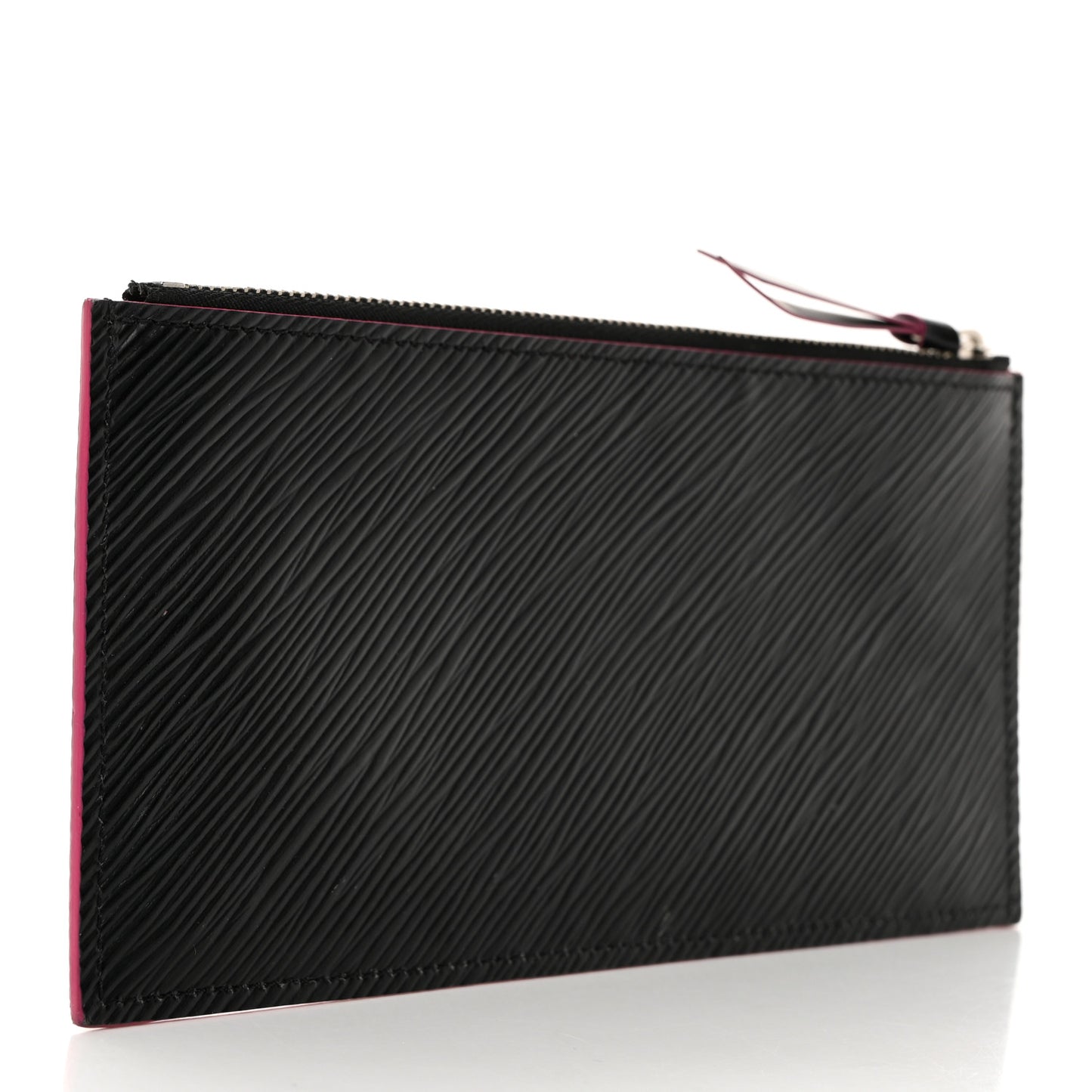 Epi Felicie Chain Wallet Zippered Insert Black Hot Pink