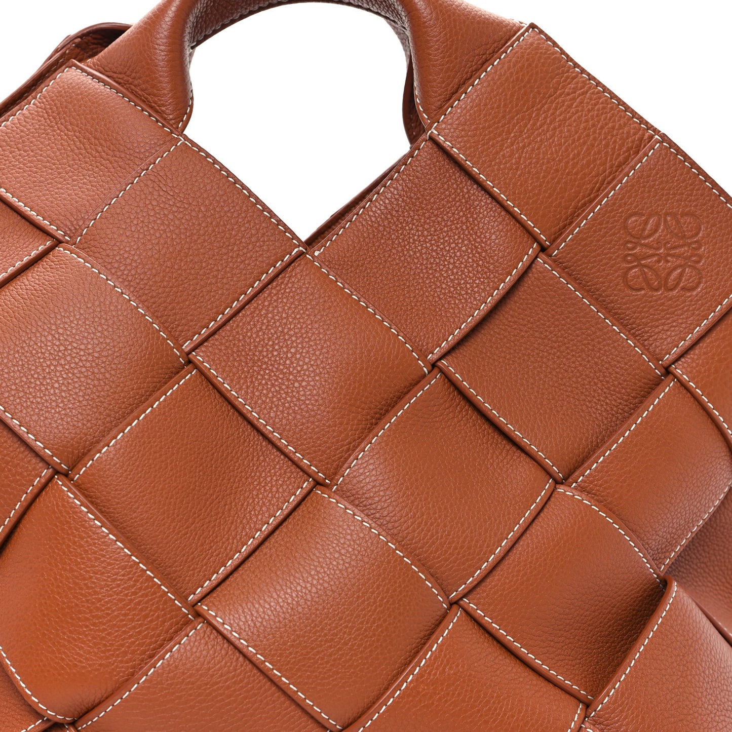 Soft Grained Calfskin Woven Basket Bag Tan