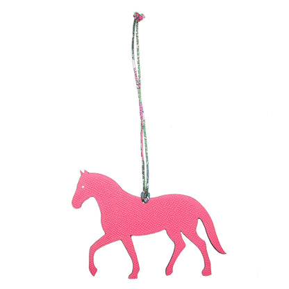 Hermes Epsom Togo Petit H Bag Charm Horse GM Fuchsia Etain 1 of 4