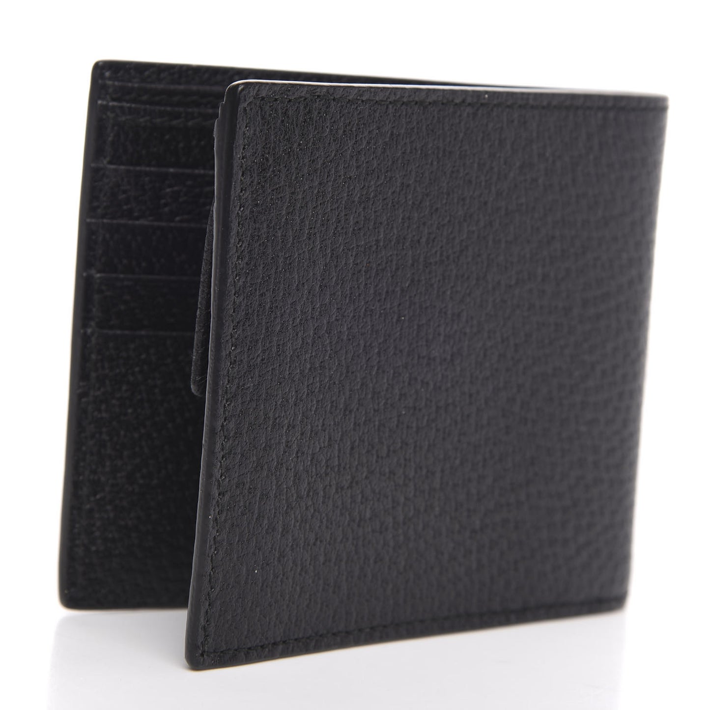 Calfskin Boar Effect Web Bi-Fold Wallet Black