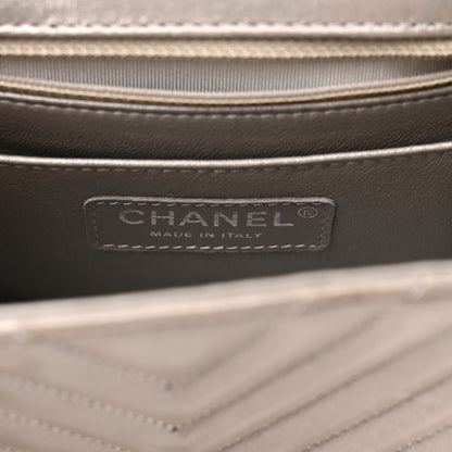 Chanel Iridescent Calfskin Chevron Quilted Mini Square Flap Silver 6 of 10