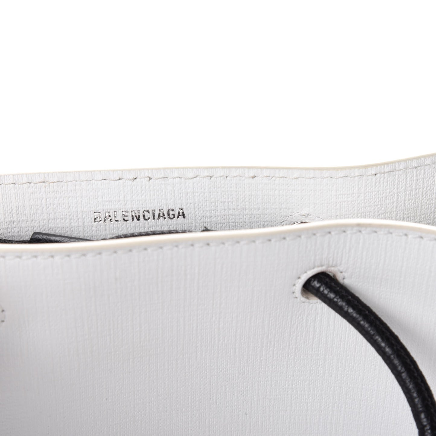 Squared Calfskin Logo Shopping Tote XXS White