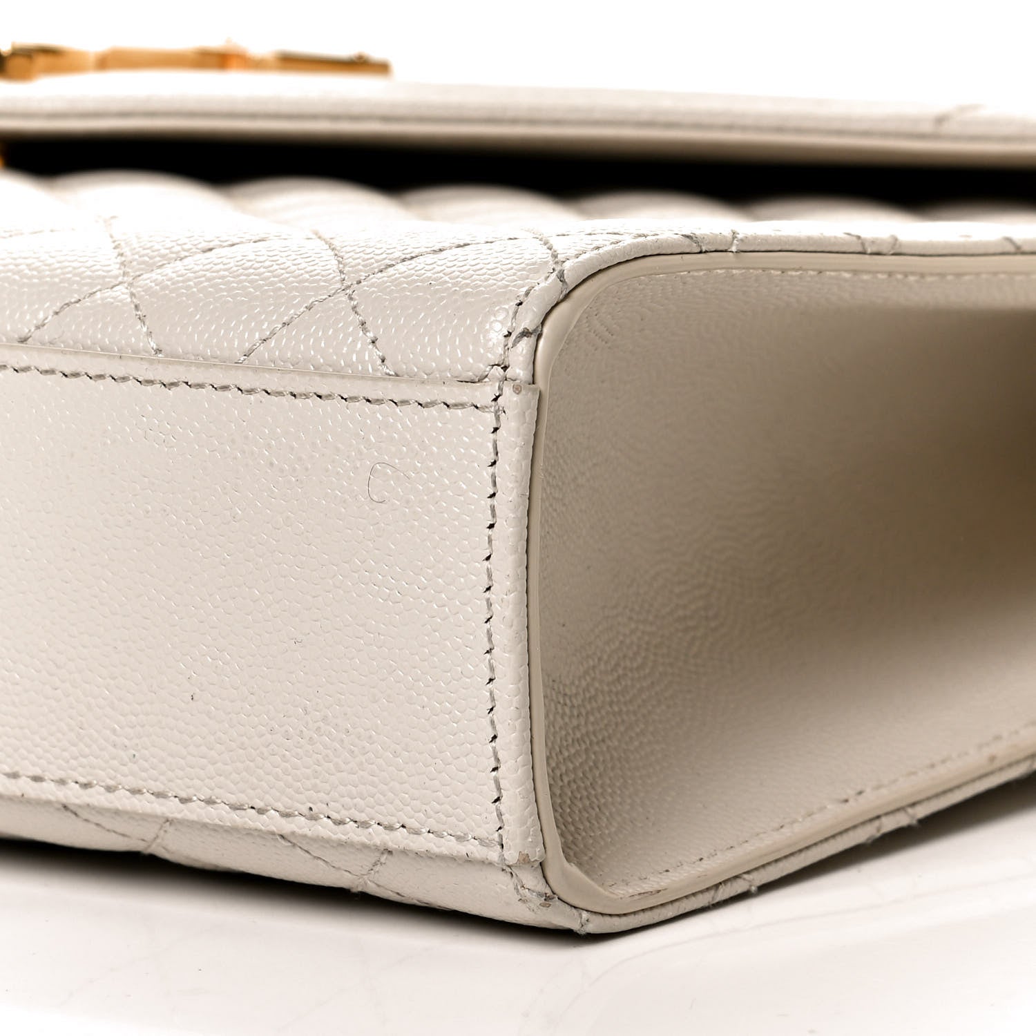 Saint Laurent Grain De Poudre Mixed Matelasse Large Triquilt Monogram Satchel Porcellana 12 of 13
