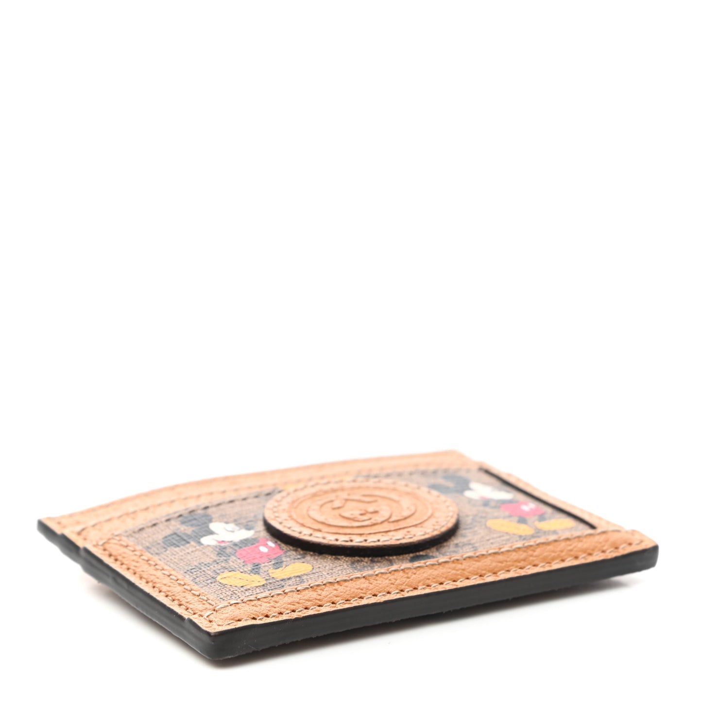 X DISNEY Mini Vintage GG Supreme Monogram Mickey Mouse Card Holder Beige Vintage Sun Oil