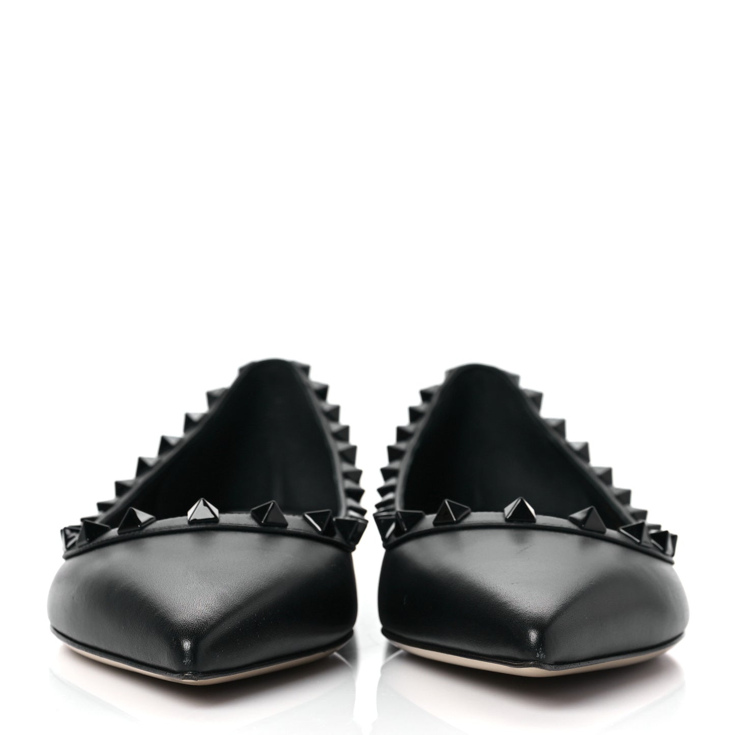 Calfskin Lacquered Monochrome Rockstud Ballerina Flats 37 Black