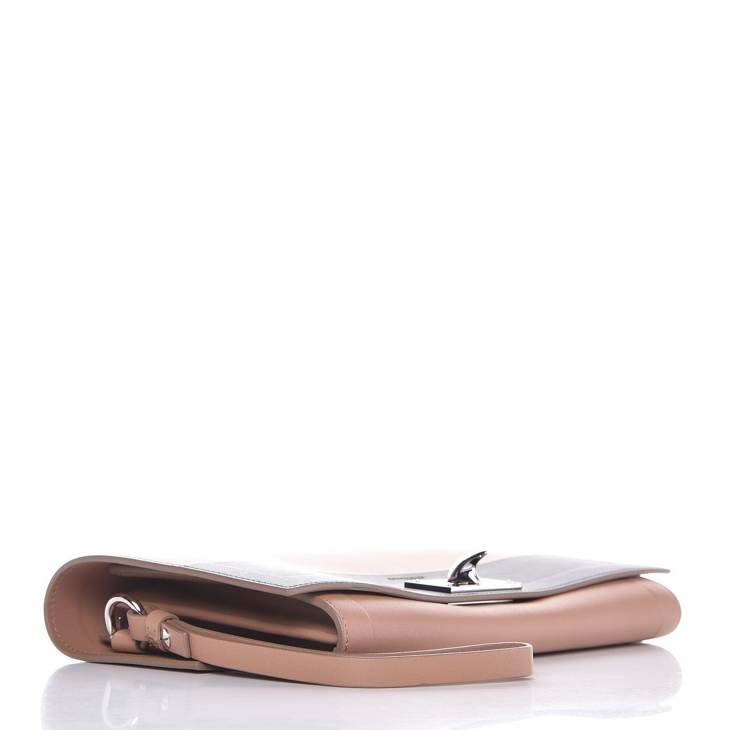Calfskin Shark Lock Wristlet Clutch Old Pink Black