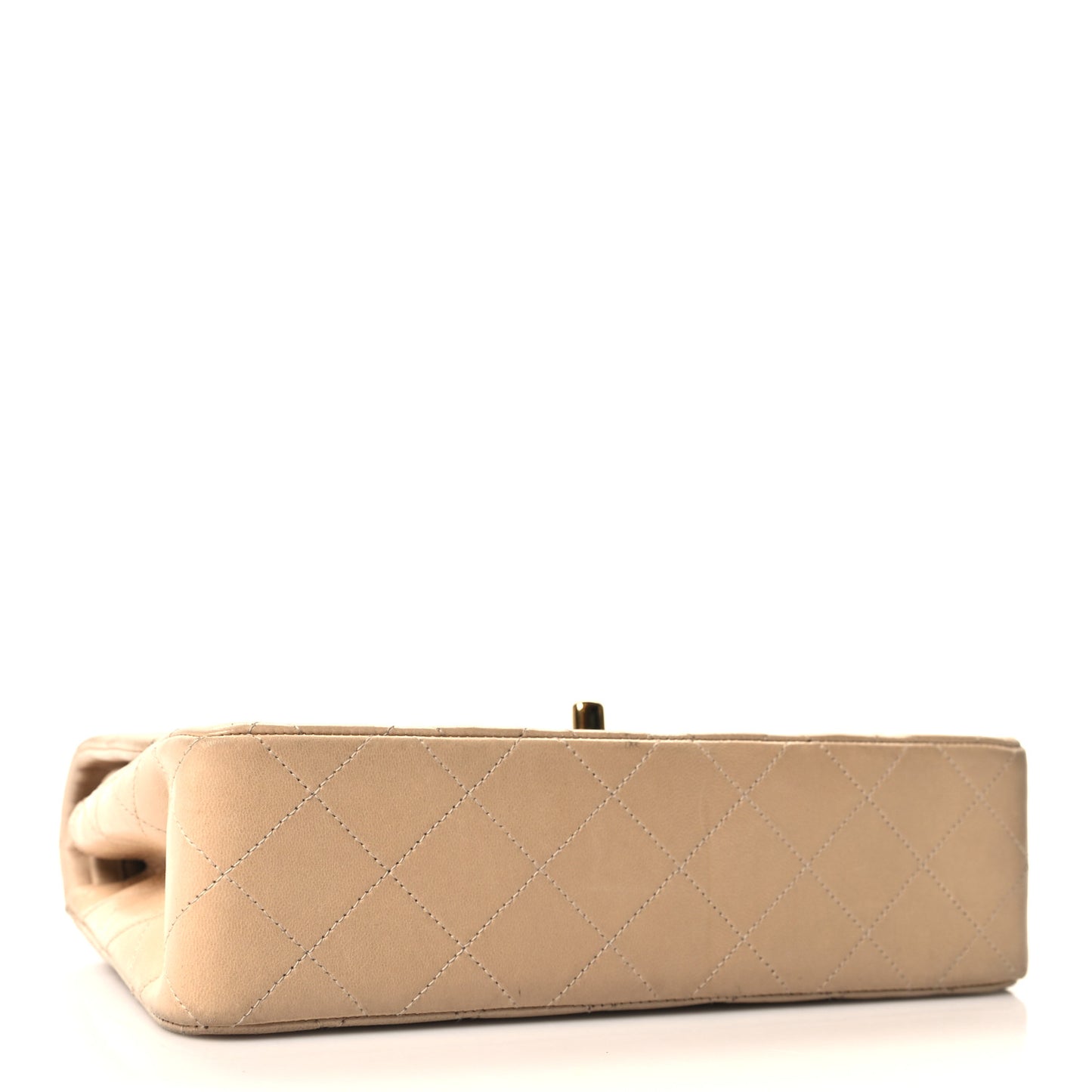 Lambskin Quilted Small Double Flap Beige