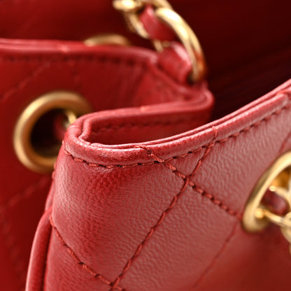 Chanel Calfskin Stitched Small Egyptian Amulet Drawstring Bag Red 12 of 13