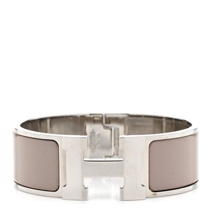Hermes Enamel Wide Clic Clac H Bracelet PM Beige Rose 1 of 7