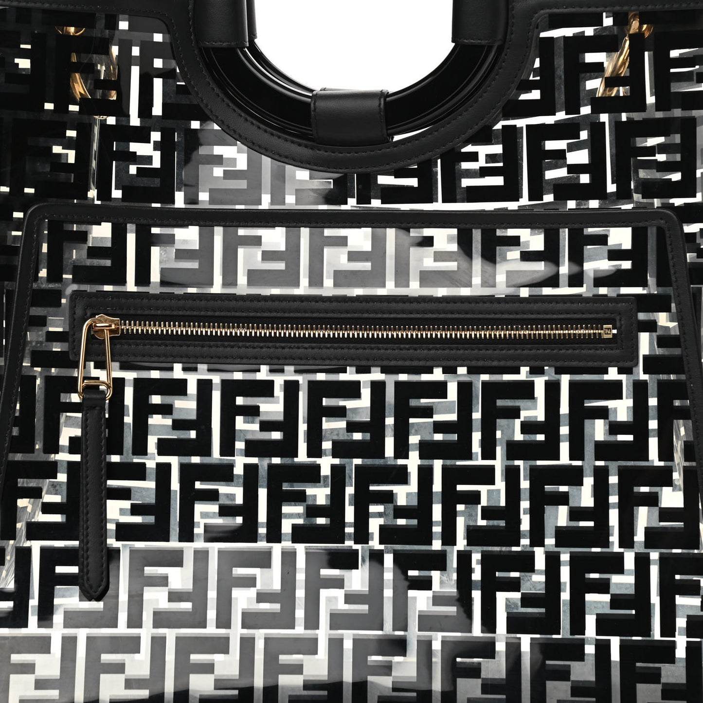 TPU FF Vitello Century Plexiglass Large Runaway Shopper Tote Black