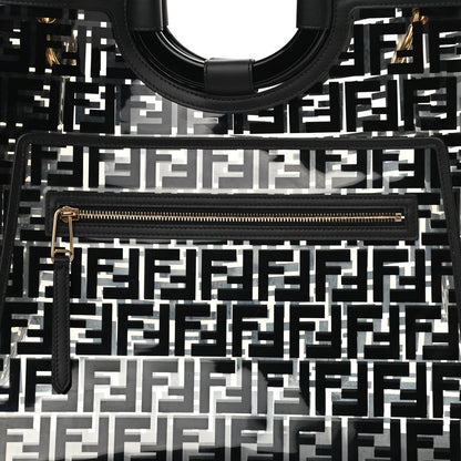 Fendi TPU FF Vitello Century Plexiglass Large Runaway Shopper Tote Black 9 of 14