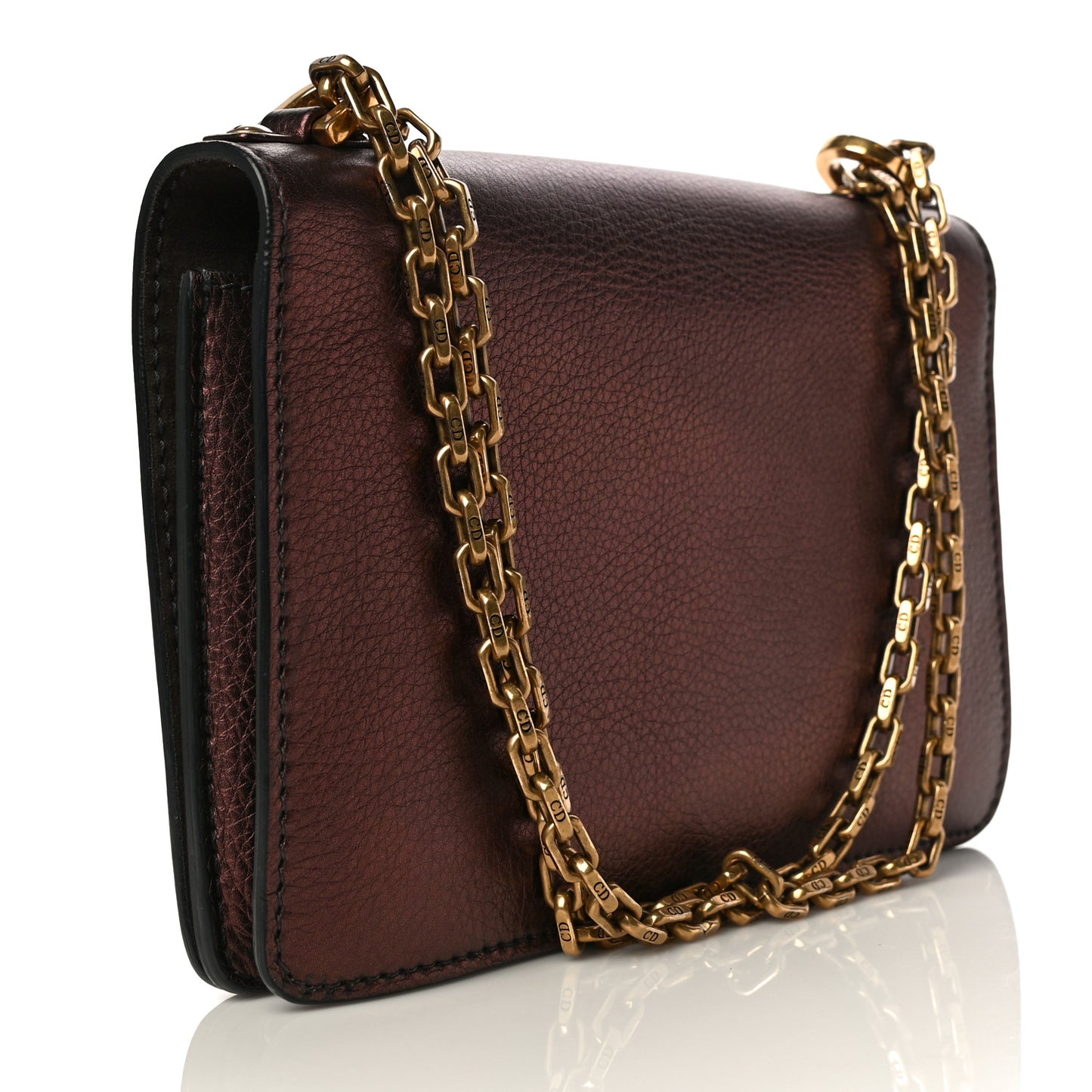 Metallic Calfskin J'Adior Chain Flap Bag Noisette