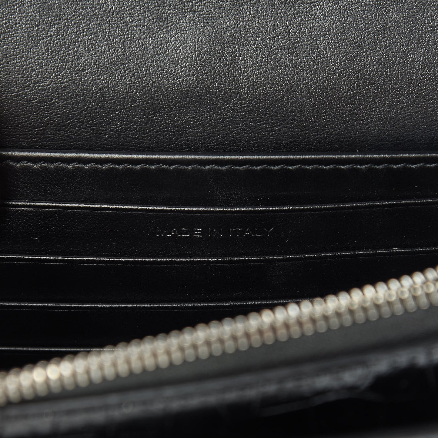 Calfskin Crocodile Embossed Monogram Sunset Chain Wallet Black
