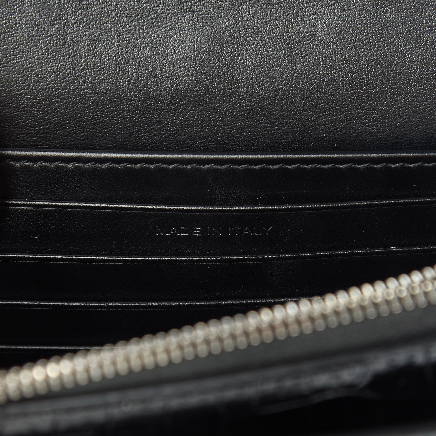 Saint Laurent Calfskin Crocodile Embossed Monogram Sunset Chain Wallet Black 7 of 10