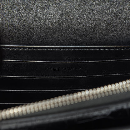 Saint Laurent Calfskin Crocodile Embossed Monogram Sunset Chain Wallet Black 7 of 10