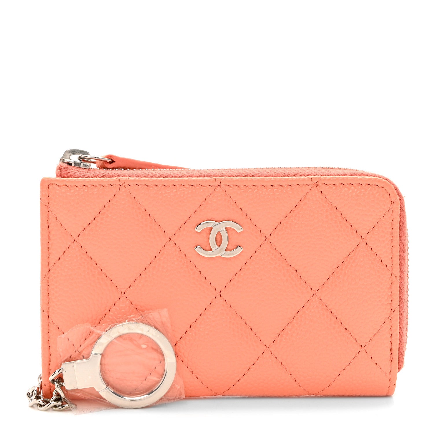 Chanel Caviar Quilted Zipped Key Holder Case Coral 1 of 7