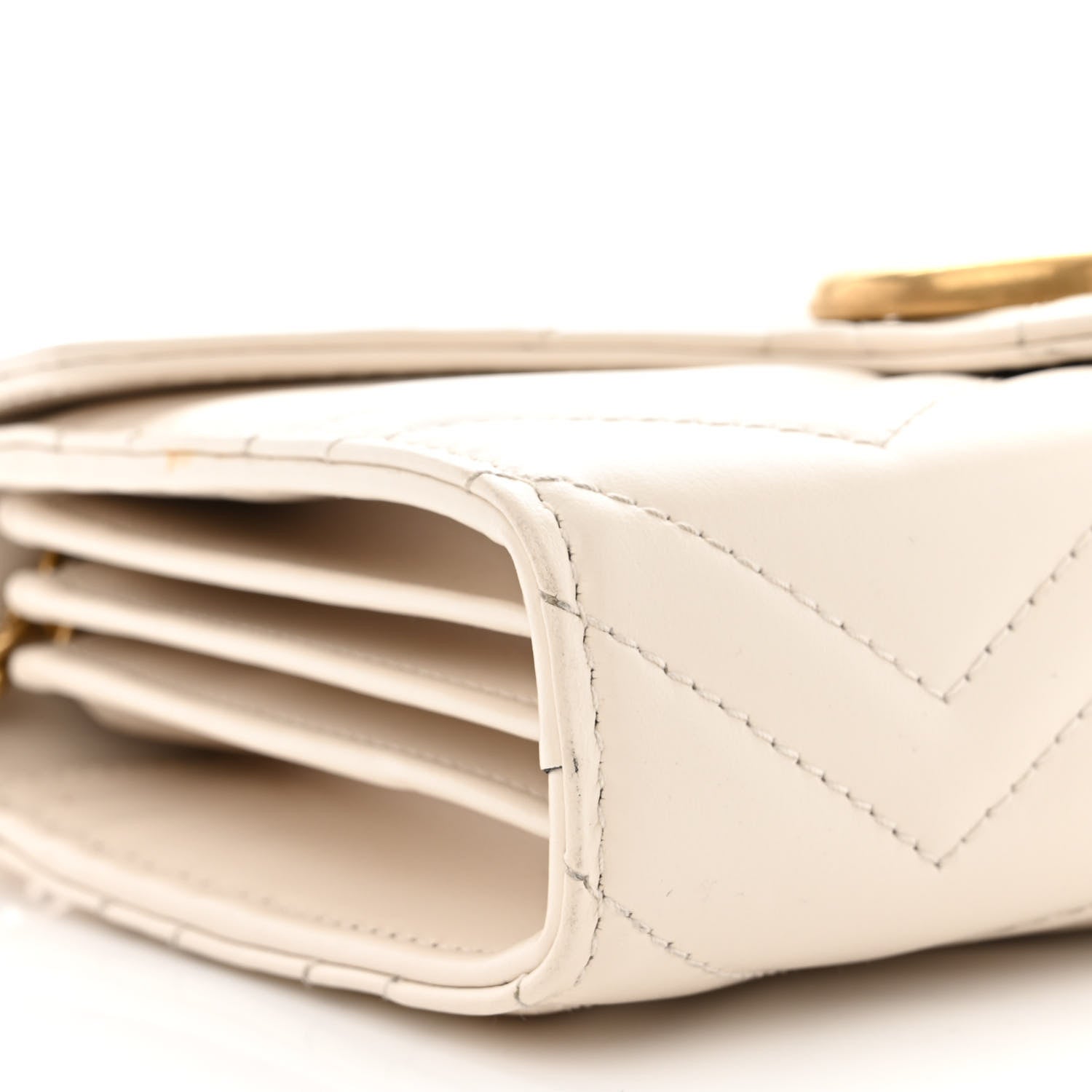 Gucci Calfskin Matelasse GG Marmont Chain Wallet Mystic White 9 of 11