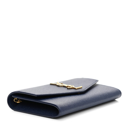 Saint Laurent Grain De Poudre Uptown Chain Wallet Charron Blue 5 of 9