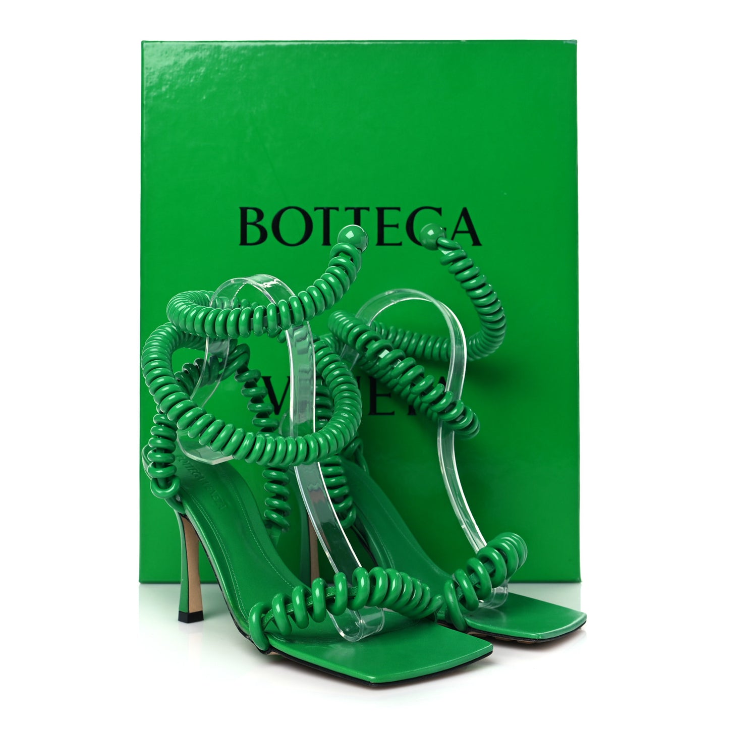 Rubber Wire Nappa Stretch 90mm Sandals 38 Grass