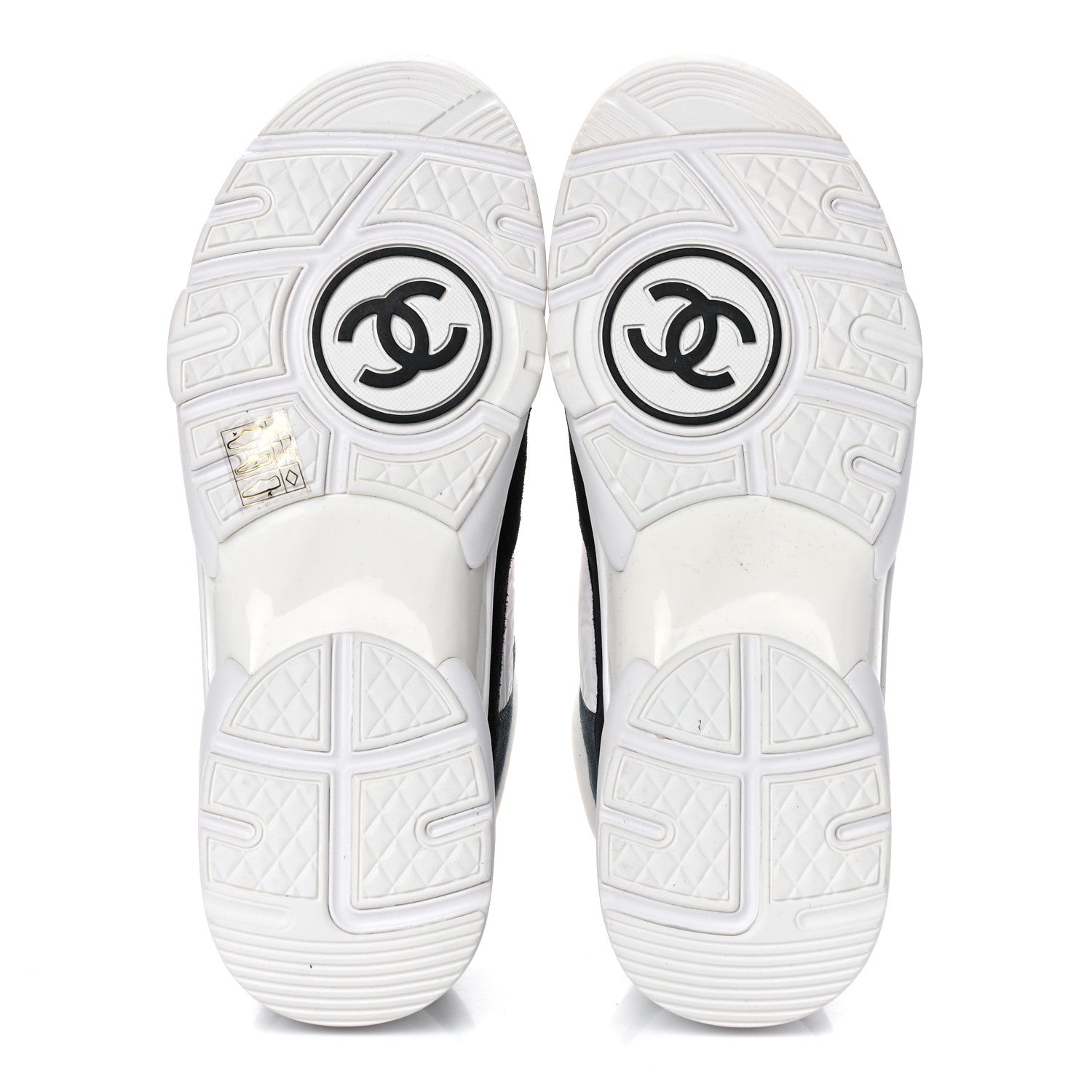 Chanel Nylon Calfskin Suede CC Womens Sneakers 39 Navy White Orange 5 of 14