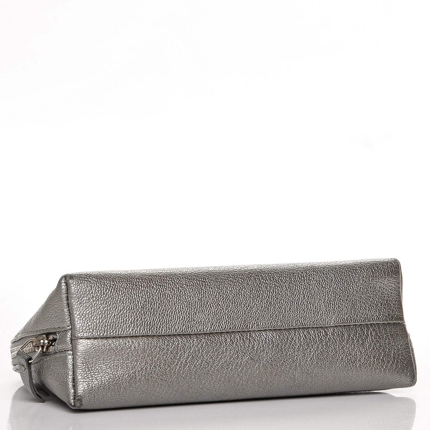 Metallic Goatskin Cosmetic Case Silver