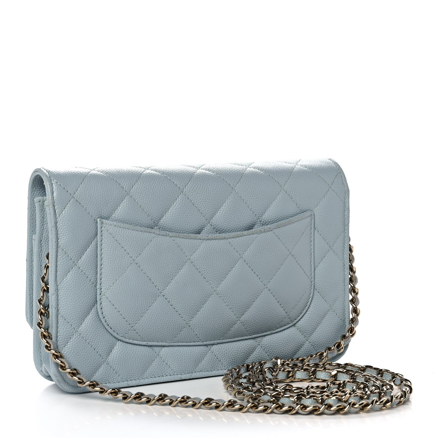 Chanel Caviar Quilted Wallet On Chain WOC Light Blue 3 of 12