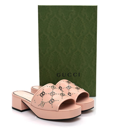Gucci Malaga Kid Interlocking G Studs 25/85mm Platform Sandals 36.5 Perfect Pink 9 of 9