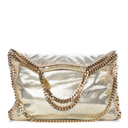 Stella McCartney Metallic Crackle Shaggy Deer Falabella Fold Over Tote Gold 1 of 15