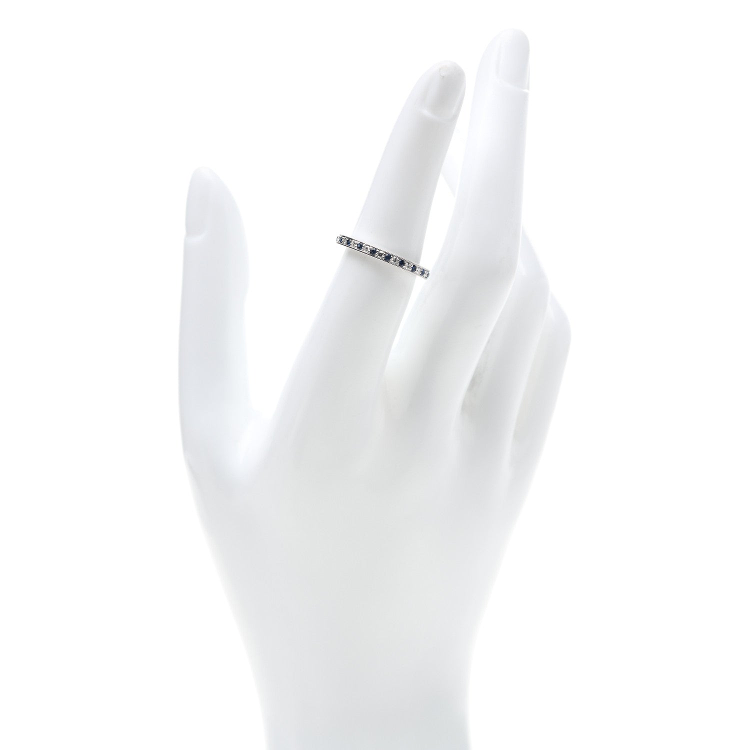 Tiffany Platinum Diamond Blue Sapphire Legacy Band Ring 53 6.25 2 of 4