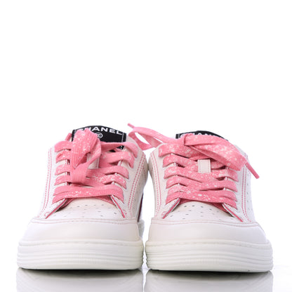 Chanel Calfskin Womens Logo Sneakers 37.5 White Pink 2 of 10