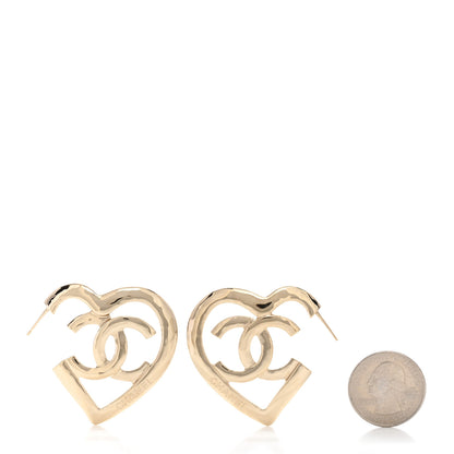Chanel Metal CC Heart Coco In Love Hoop Earrings Gold 2 of 6
