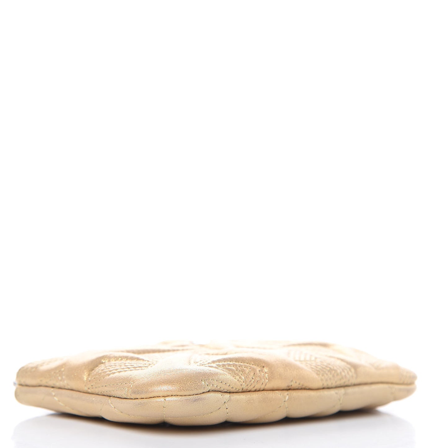 Metallic Lambskin Star Embossed Coin Purse Case Gold